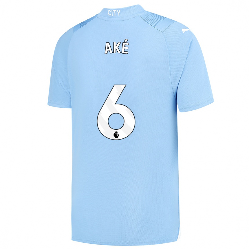 Kids  Nathan Ake #6 Light Blue Home Jersey 2023/24 T-Shirt