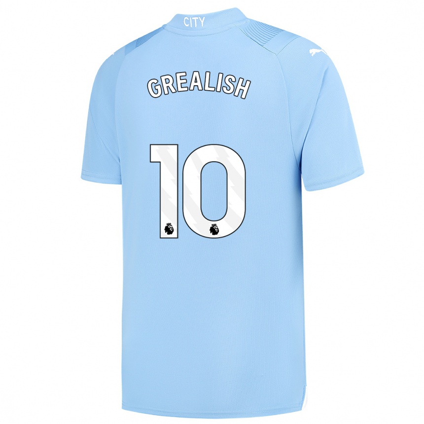 Kids  Jack Grealish #10 Light Blue Home Jersey 2023/24 T-Shirt