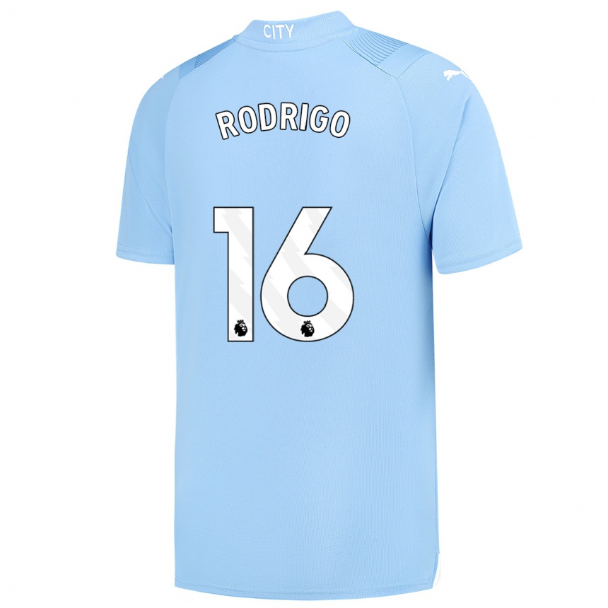 Kids  Rodrigo Hernandez #16 Light Blue Home Jersey 2023/24 T-Shirt