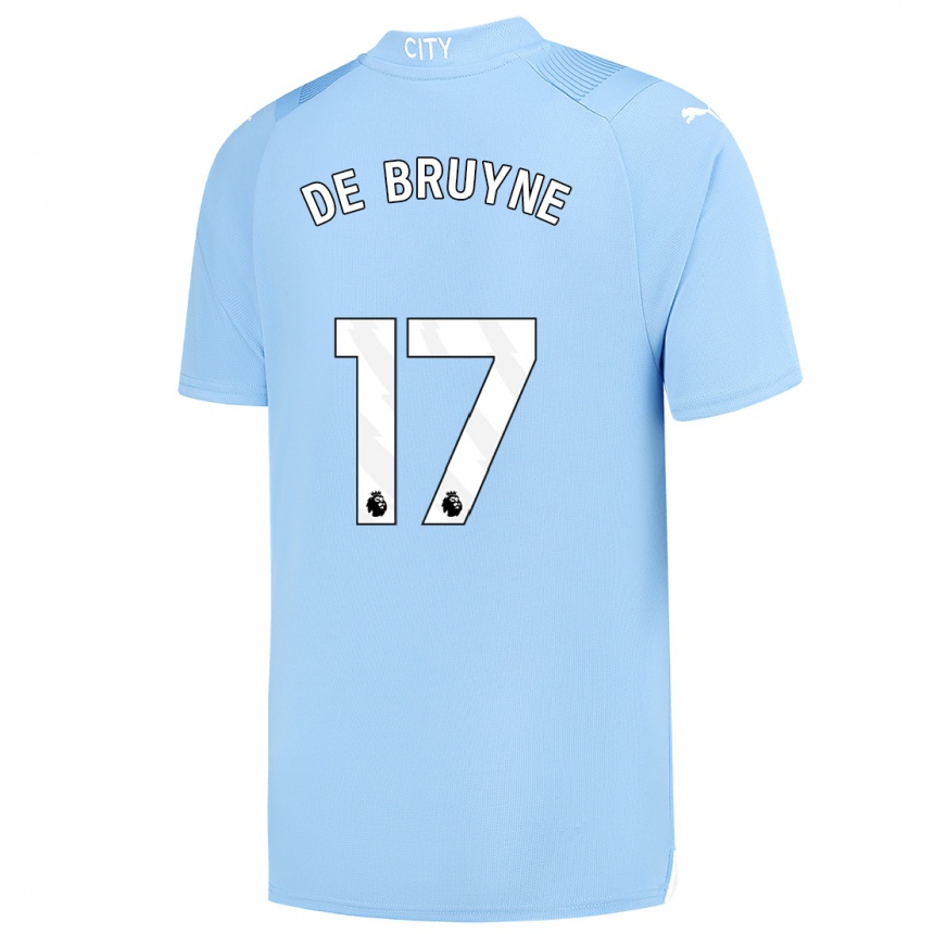 Kids  Kevin De Bruyne #17 Light Blue Home Jersey 2023/24 T-Shirt
