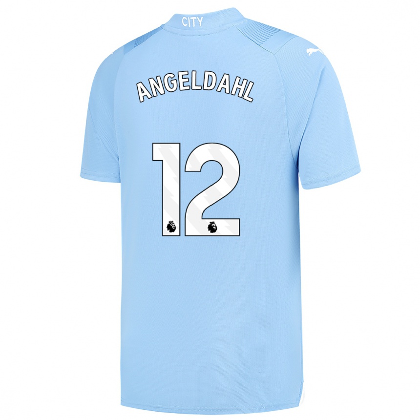 Kids  Filippa Angeldahl #12 Light Blue Home Jersey 2023/24 T-Shirt