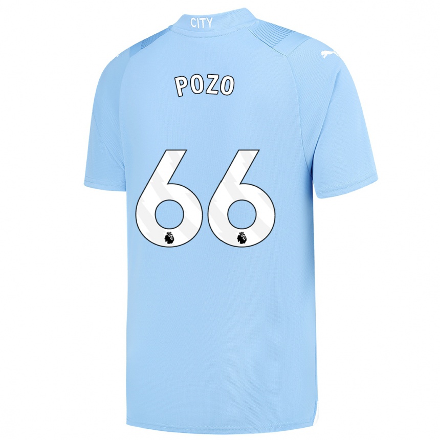 Kids  Iker Pozo #66 Light Blue Home Jersey 2023/24 T-Shirt