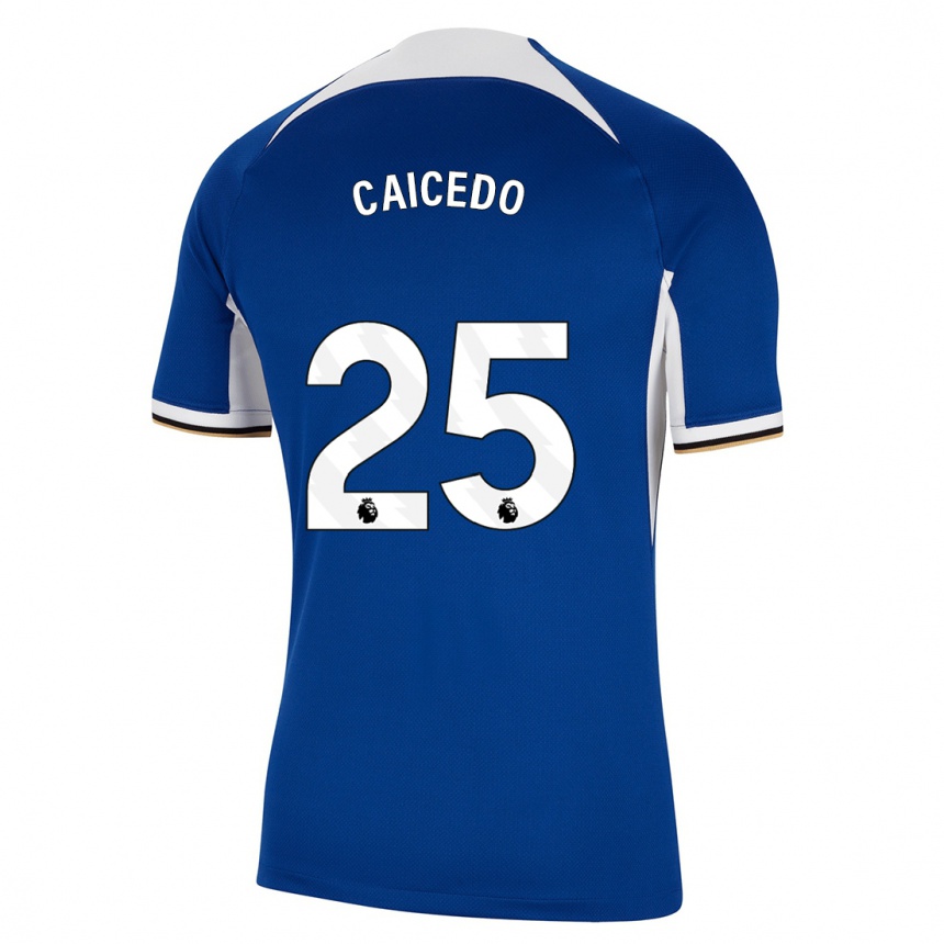 Kids  Moisés Caicedo #25 Blue Home Jersey 2023/24 T-Shirt