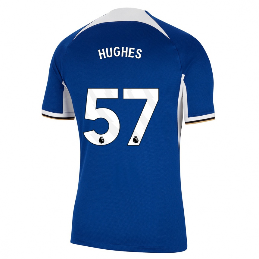 Kids  Brodi Hughes #57 Blue Home Jersey 2023/24 T-Shirt