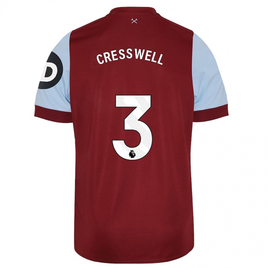 Kids Football Aaron Cresswell #3 Maroon Home Jersey 2023/24 T-Shirt