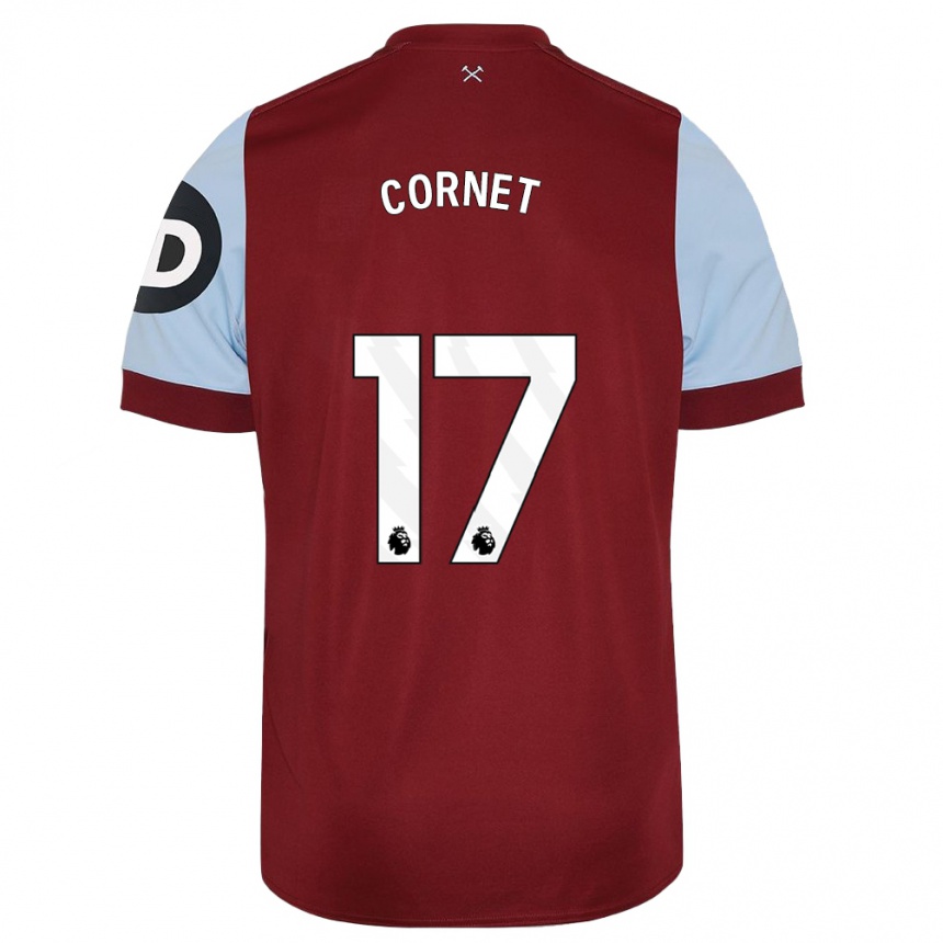 Kids Football Maxwel Cornet #17 Maroon Home Jersey 2023/24 T-Shirt