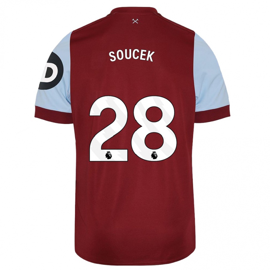 Kids Football Tomas Soucek #28 Maroon Home Jersey 2023/24 T-Shirt