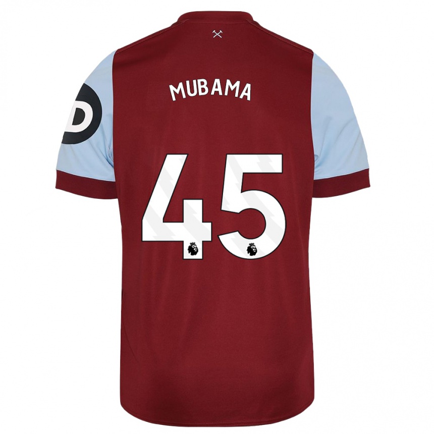 Kids Football Divin Mubama #45 Maroon Home Jersey 2023/24 T-Shirt