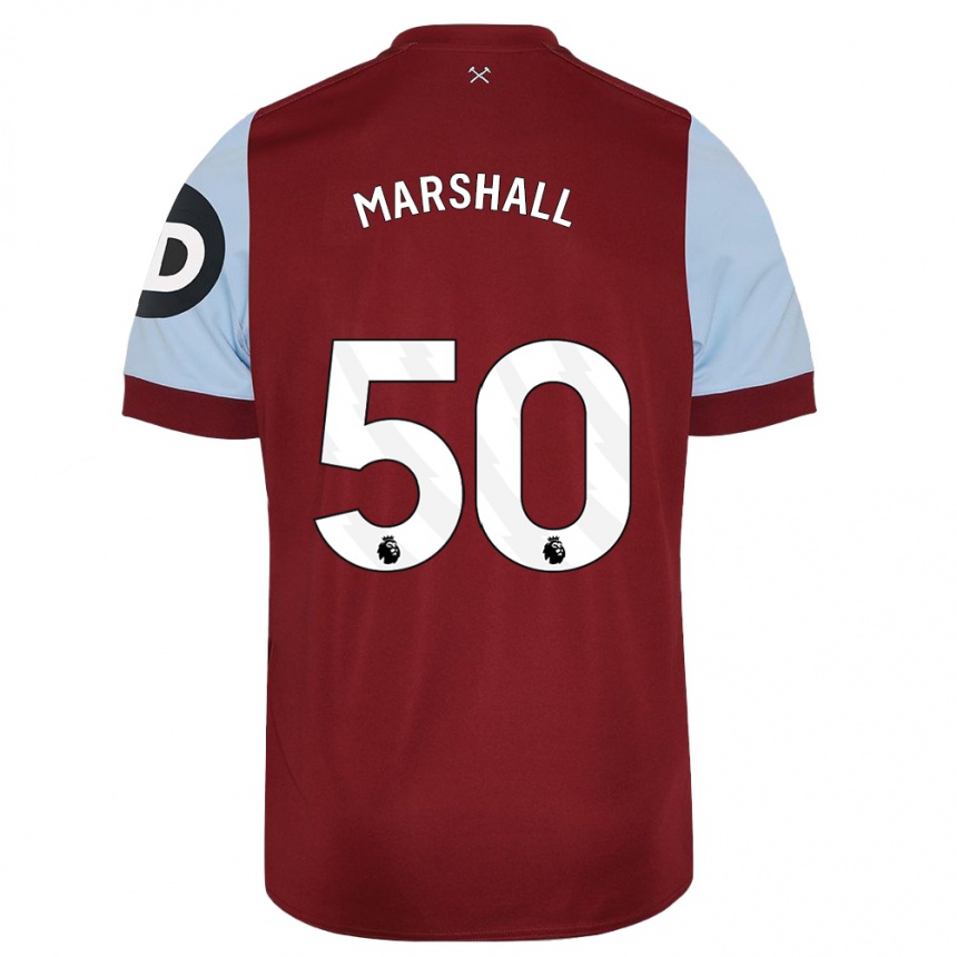 Kids Football Callum Marshall #50 Maroon Home Jersey 2023/24 T-Shirt