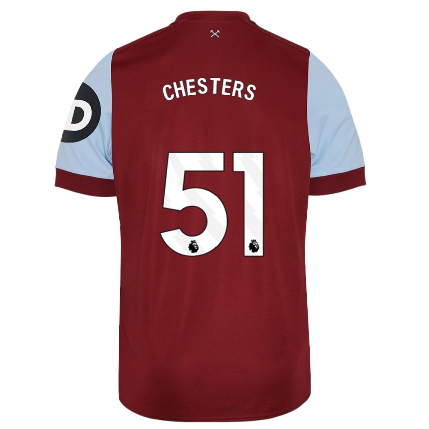 Kids Football Dan Chesters #51 Maroon Home Jersey 2023/24 T-Shirt