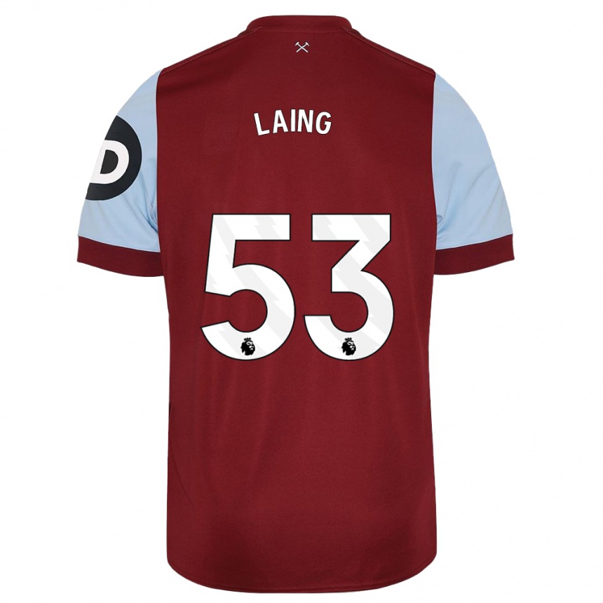 Kids Football Levi Laing #53 Maroon Home Jersey 2023/24 T-Shirt