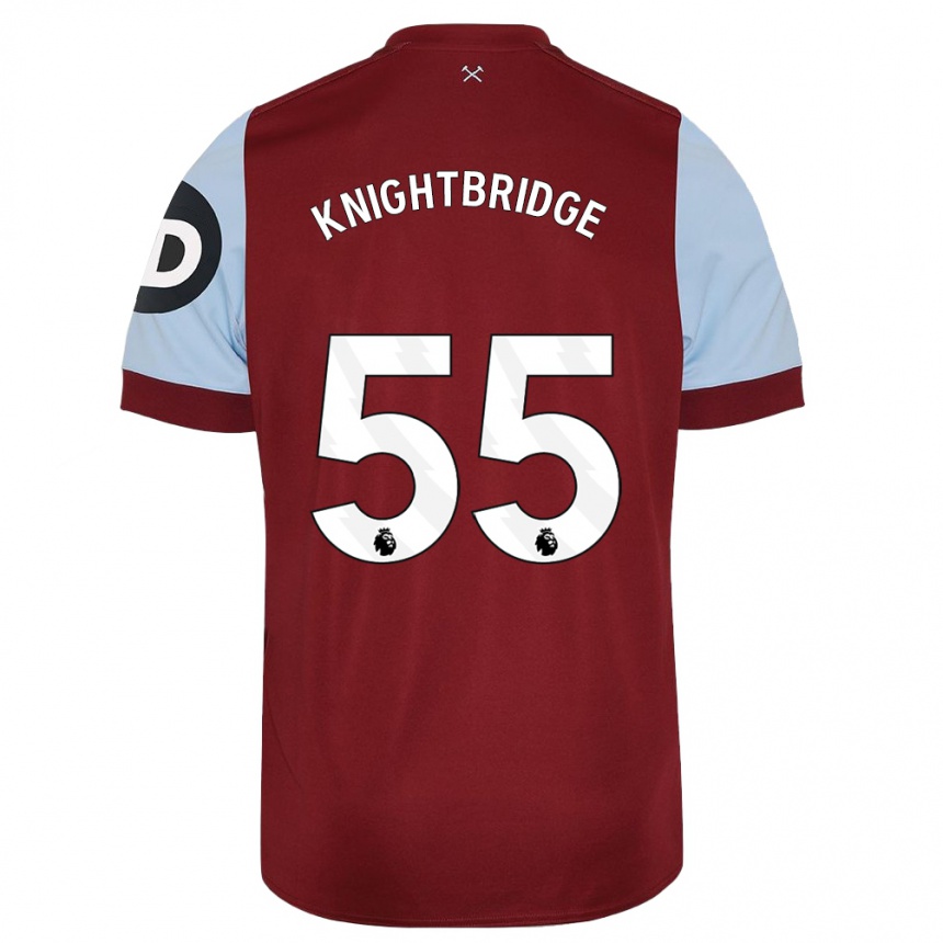 Kids Football Jacob Knightbridge #55 Maroon Home Jersey 2023/24 T-Shirt