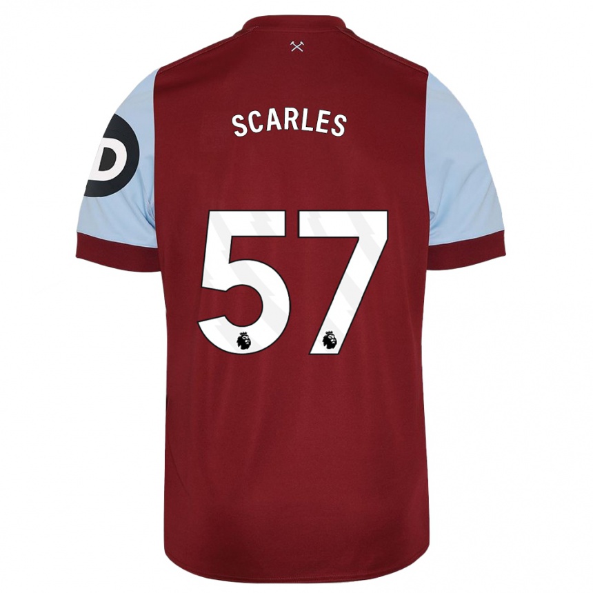 Kids Football Oliver Scarles #57 Maroon Home Jersey 2023/24 T-Shirt