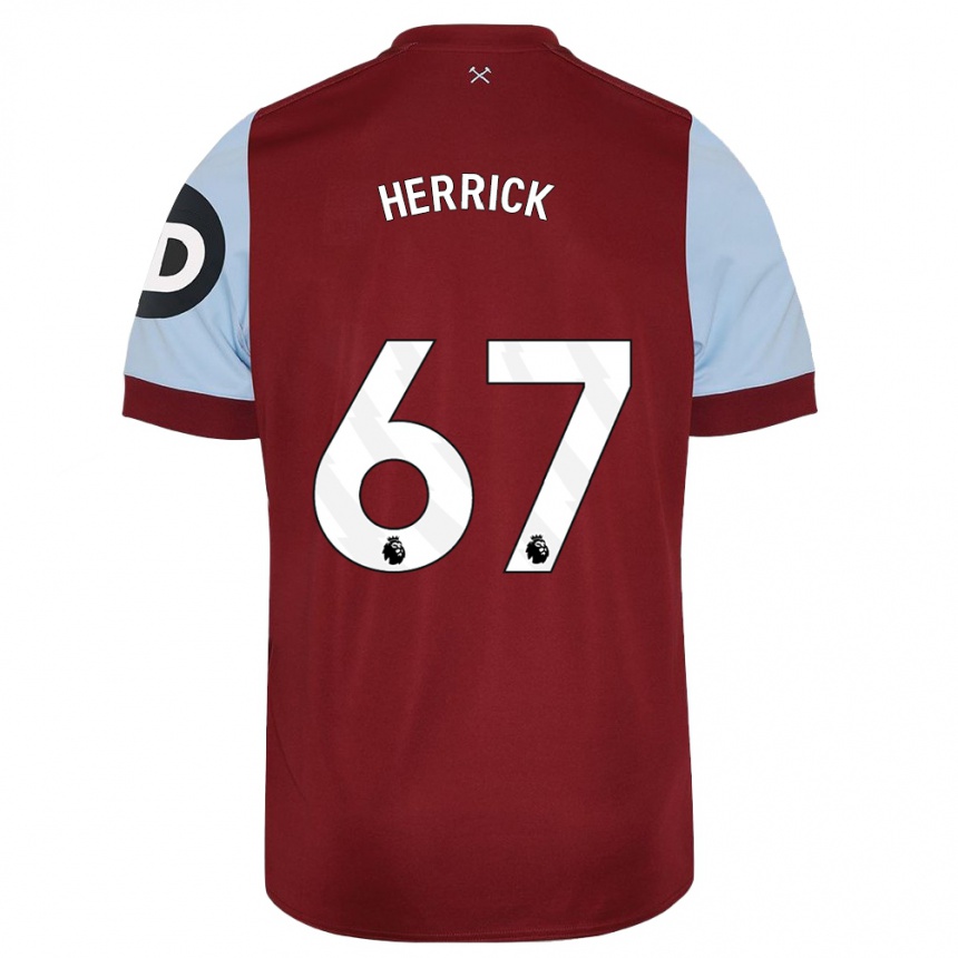 Kids Football Finlay Herrick #67 Maroon Home Jersey 2023/24 T-Shirt