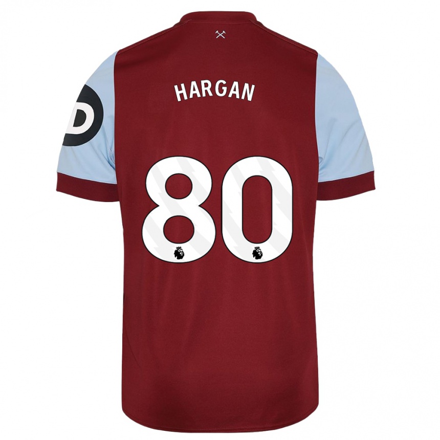 Kids Football Riley Hargan #80 Maroon Home Jersey 2023/24 T-Shirt