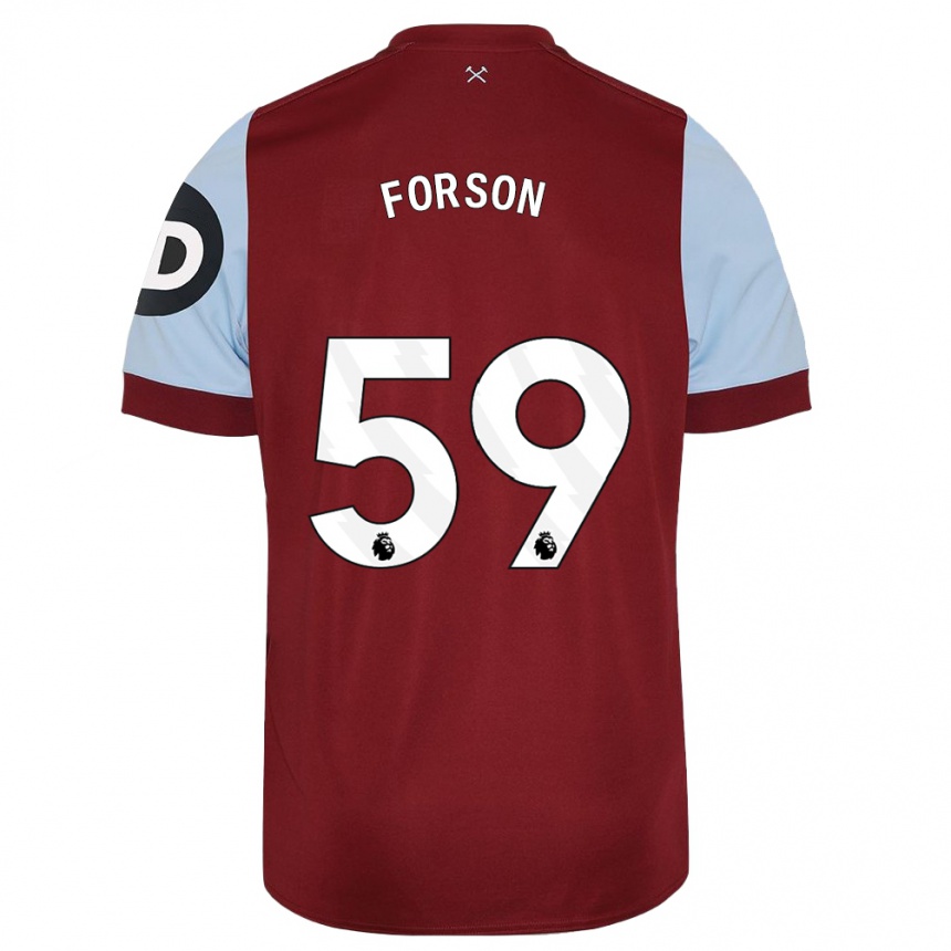 Kids Football Keenan Forson #59 Maroon Home Jersey 2023/24 T-Shirt