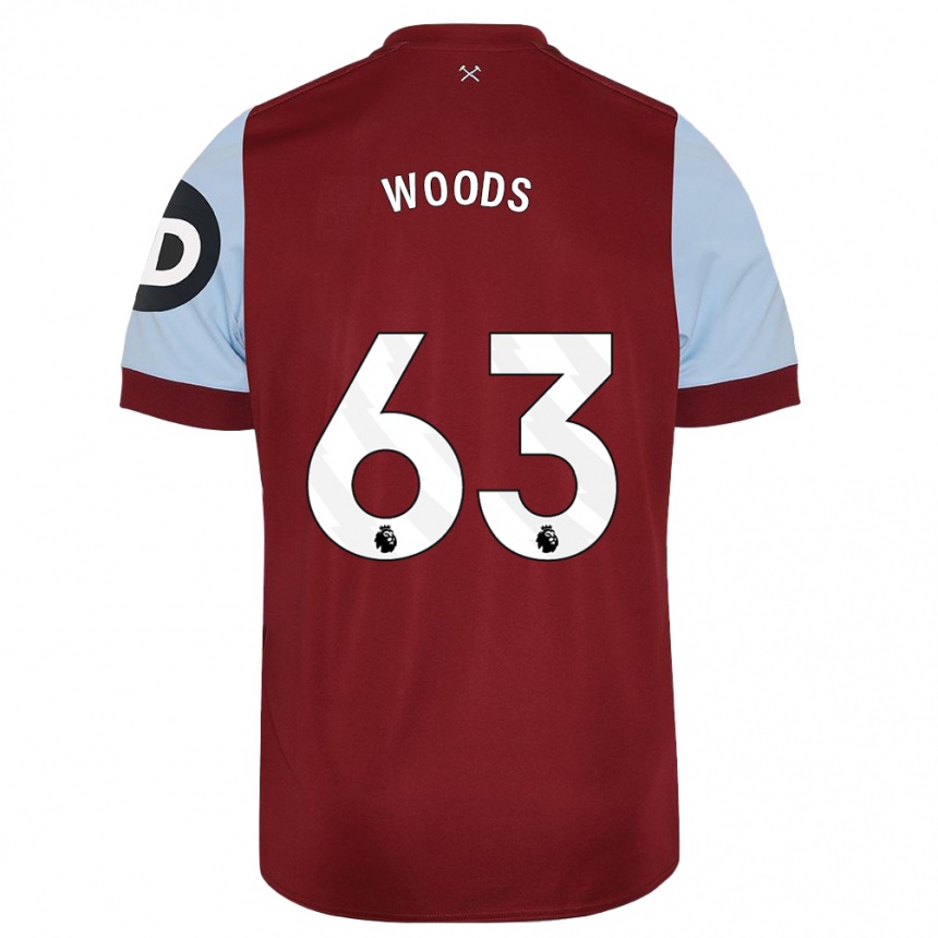 Kids Football Archie Woods #63 Maroon Home Jersey 2023/24 T-Shirt