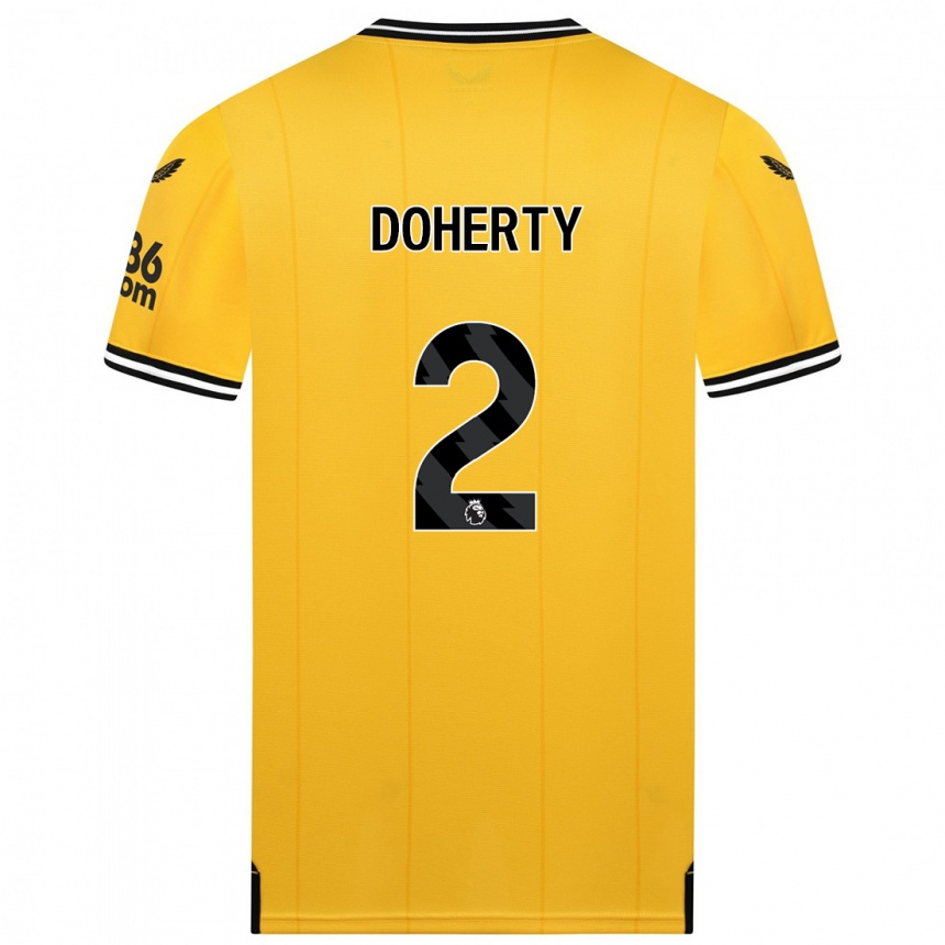 Kids Football Matt Doherty #2 Yellow Home Jersey 2023/24 T-Shirt