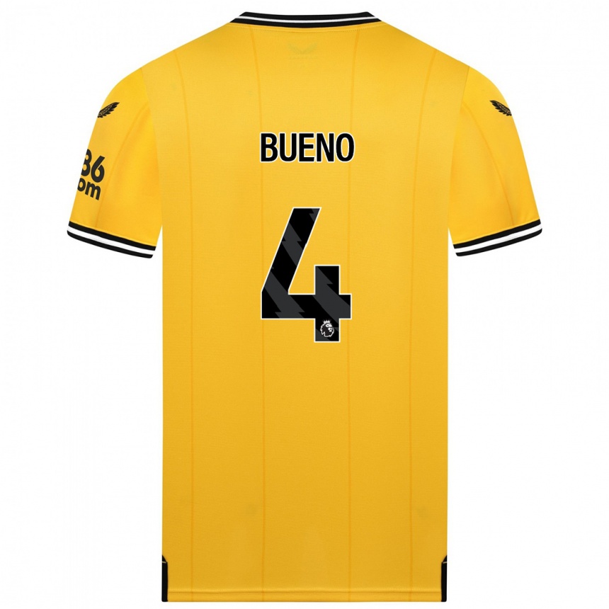 Kids Football Santiago Bueno #4 Yellow Home Jersey 2023/24 T-Shirt