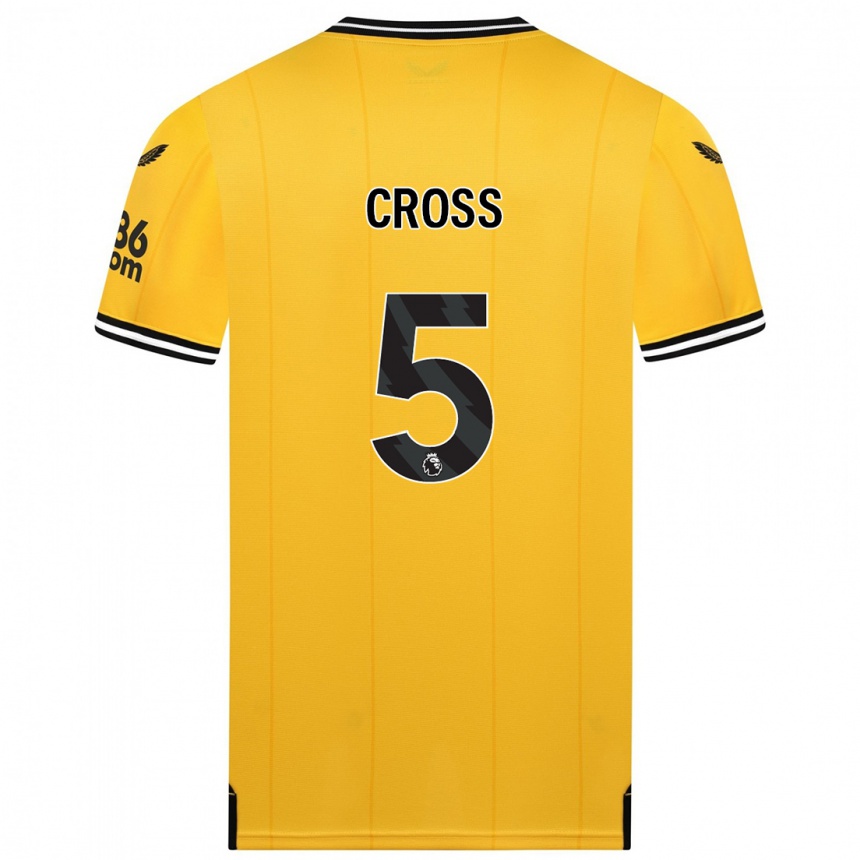 Kids Football Emma Cross #5 Yellow Home Jersey 2023/24 T-Shirt