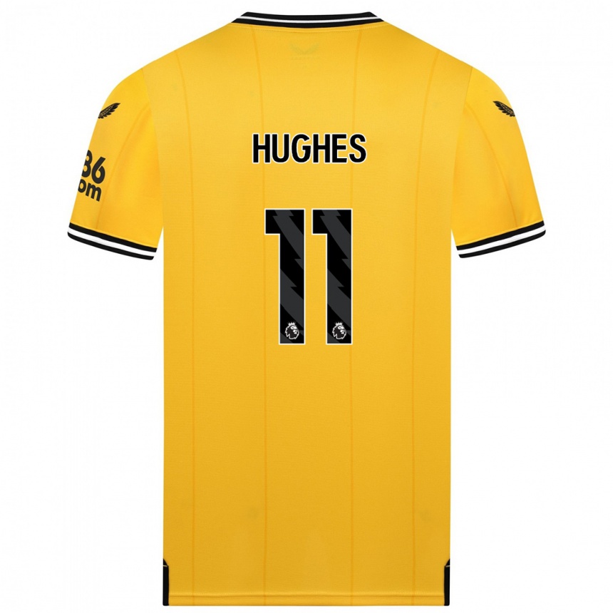 Kids Football Amber Hughes #11 Yellow Home Jersey 2023/24 T-Shirt