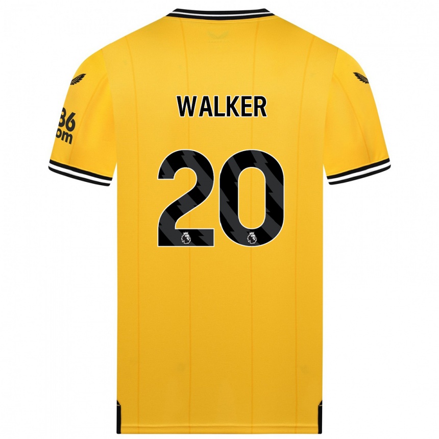 Kids Football Lowri Walker #20 Yellow Home Jersey 2023/24 T-Shirt