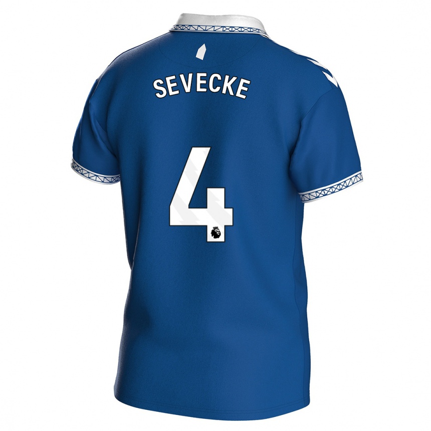 Kids Football Rikke Sevecke #4 Royal Blue Home Jersey 2023/24 T-Shirt