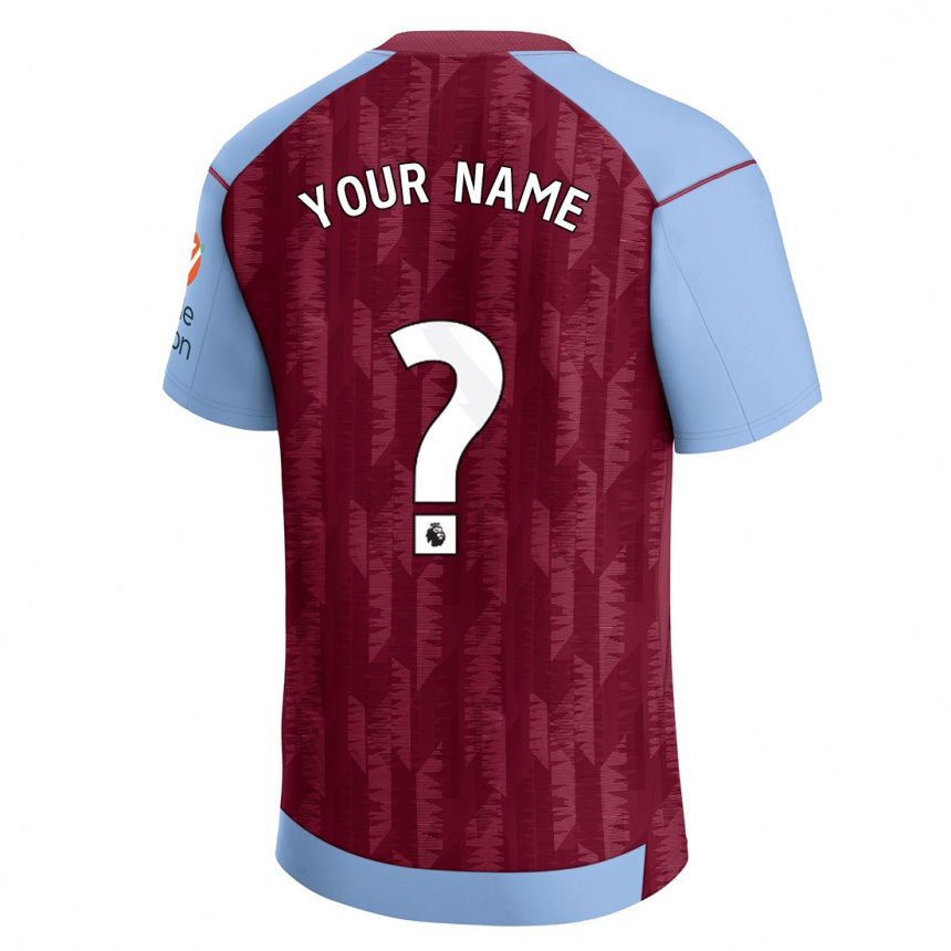 Kids Football Your Name #0 Claret Blue Home Jersey 2023/24 T-Shirt