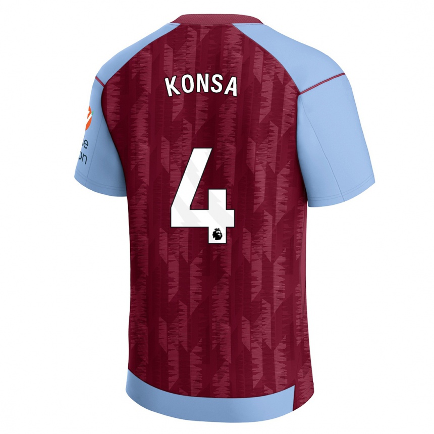 Kids Football Ezri Konsa #4 Claret Blue Home Jersey 2023/24 T-Shirt