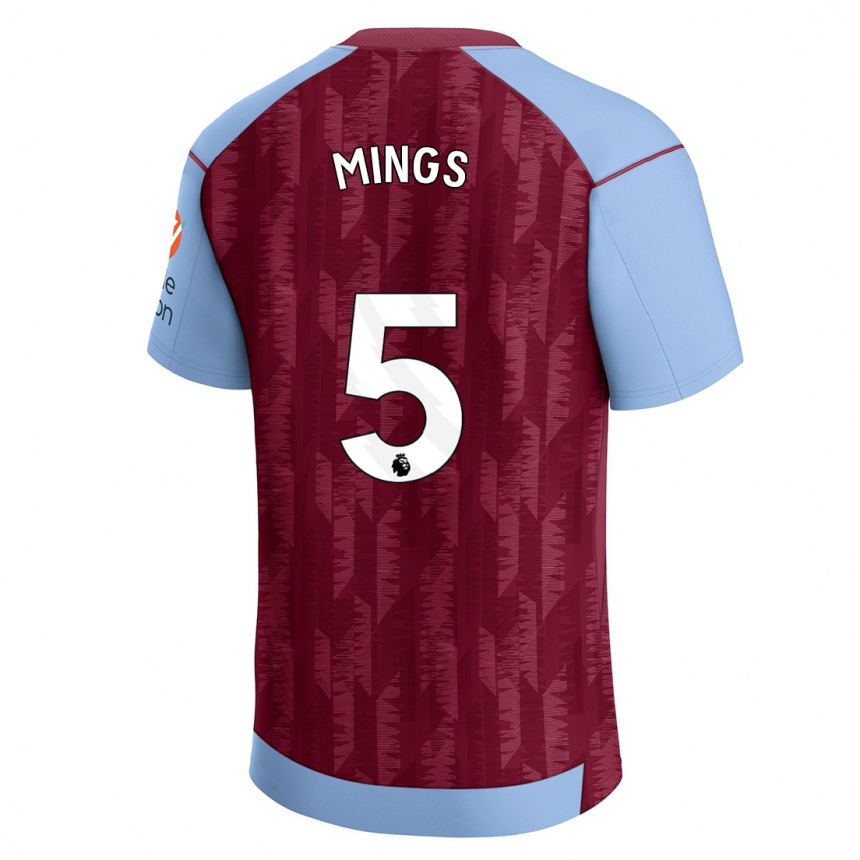 Kids Football Tyrone Mings #5 Claret Blue Home Jersey 2023/24 T-Shirt