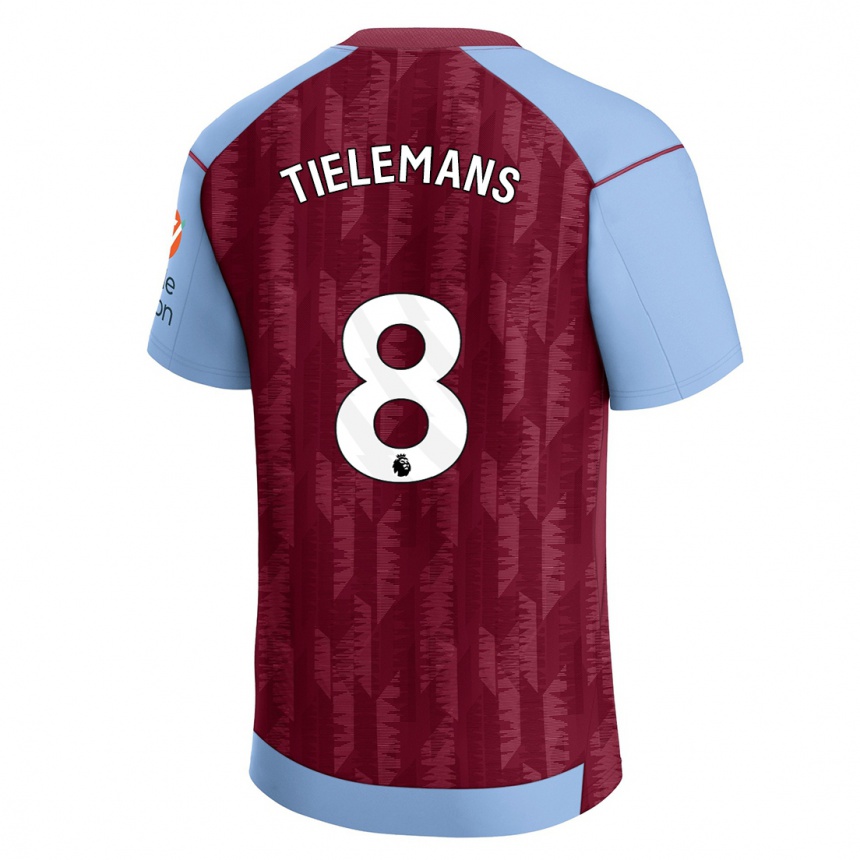 Kids Football Youri Tielemans #8 Claret Blue Home Jersey 2023/24 T-Shirt