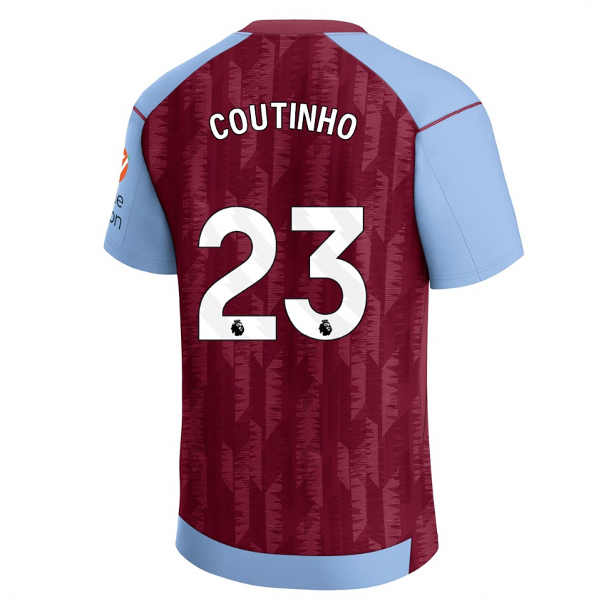 Kids Football Philippe Coutinho #23 Claret Blue Home Jersey 2023/24 T-Shirt