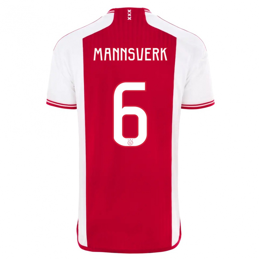 Kids  Sivert Mannsverk #6 Red White Home Jersey 2023/24 T-Shirt