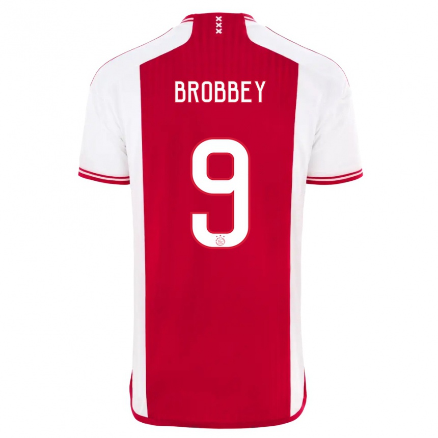 Kids  Brian Brobbey #9 Red White Home Jersey 2023/24 T-Shirt