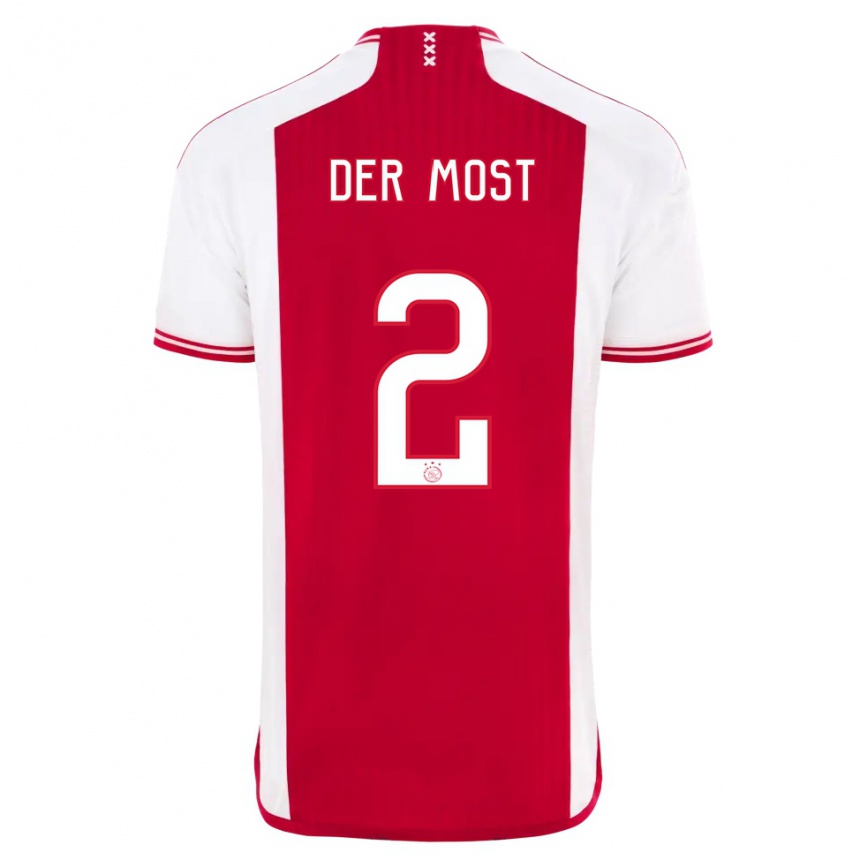 Kids  Liza Van Der Most #2 Red White Home Jersey 2023/24 T-Shirt