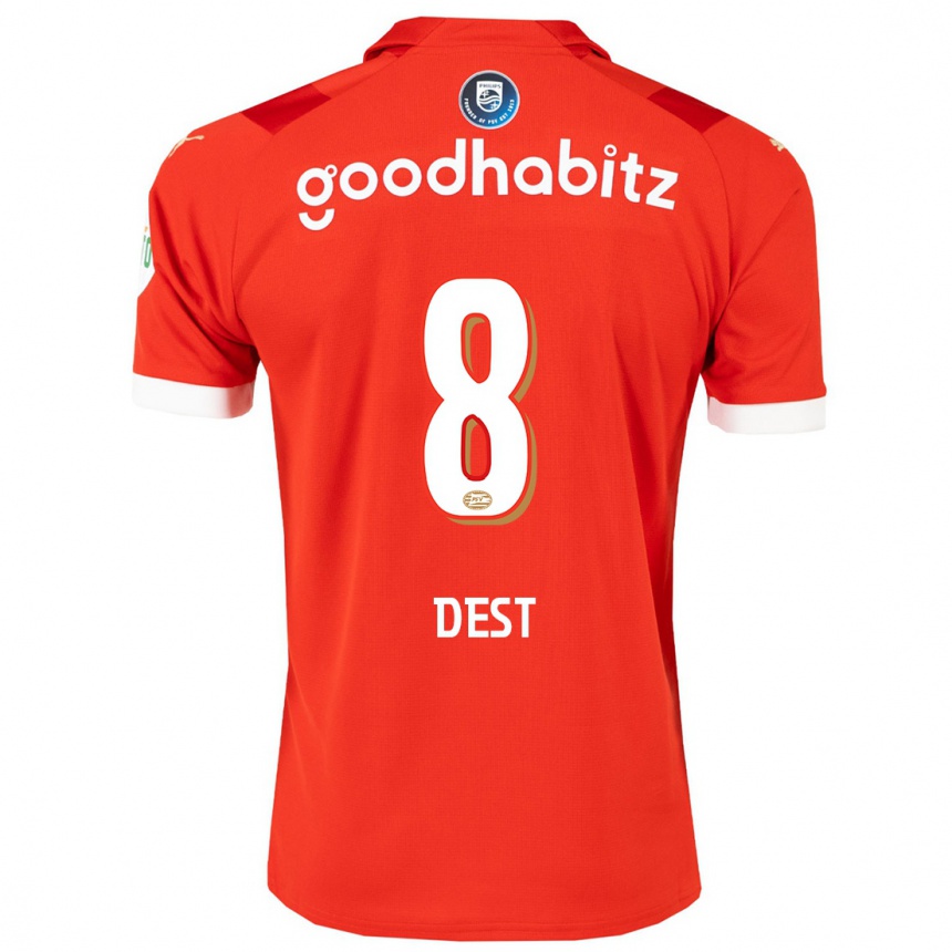 Kids Football Sergino Dest #8 Red Home Jersey 2023/24 T-Shirt