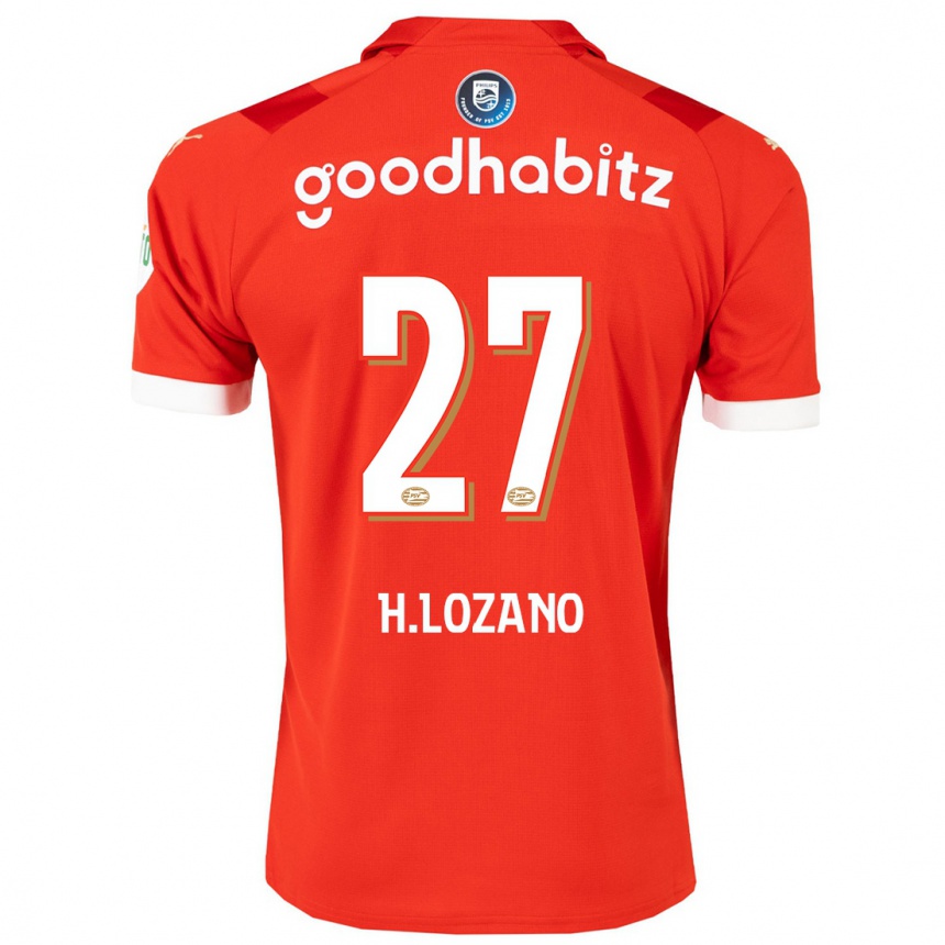 Kids Football Hirving Lozano #27 Red Home Jersey 2023/24 T-Shirt
