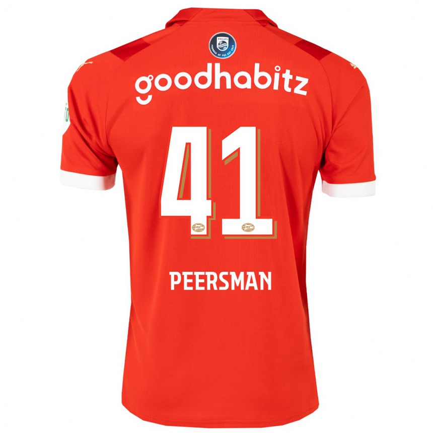 Kids Football Kjell Peersman #41 Red Home Jersey 2023/24 T-Shirt