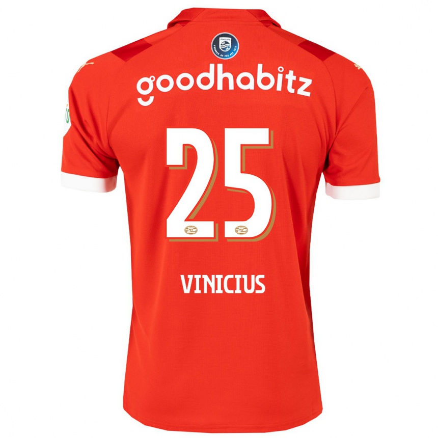 Kids Football Carlos Vinicius #25 Red Home Jersey 2023/24 T-Shirt