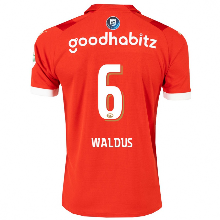 Kids Football Maruschka Waldus #6 Red Home Jersey 2023/24 T-Shirt