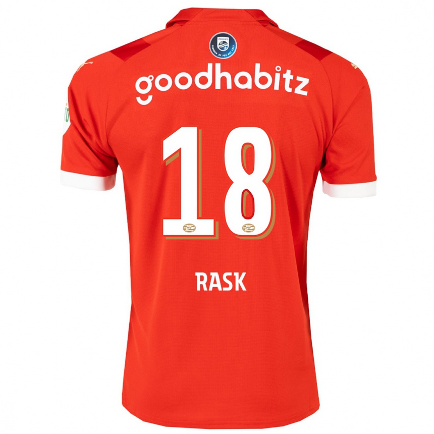 Kids Football Caroline Rask #18 Red Home Jersey 2023/24 T-Shirt