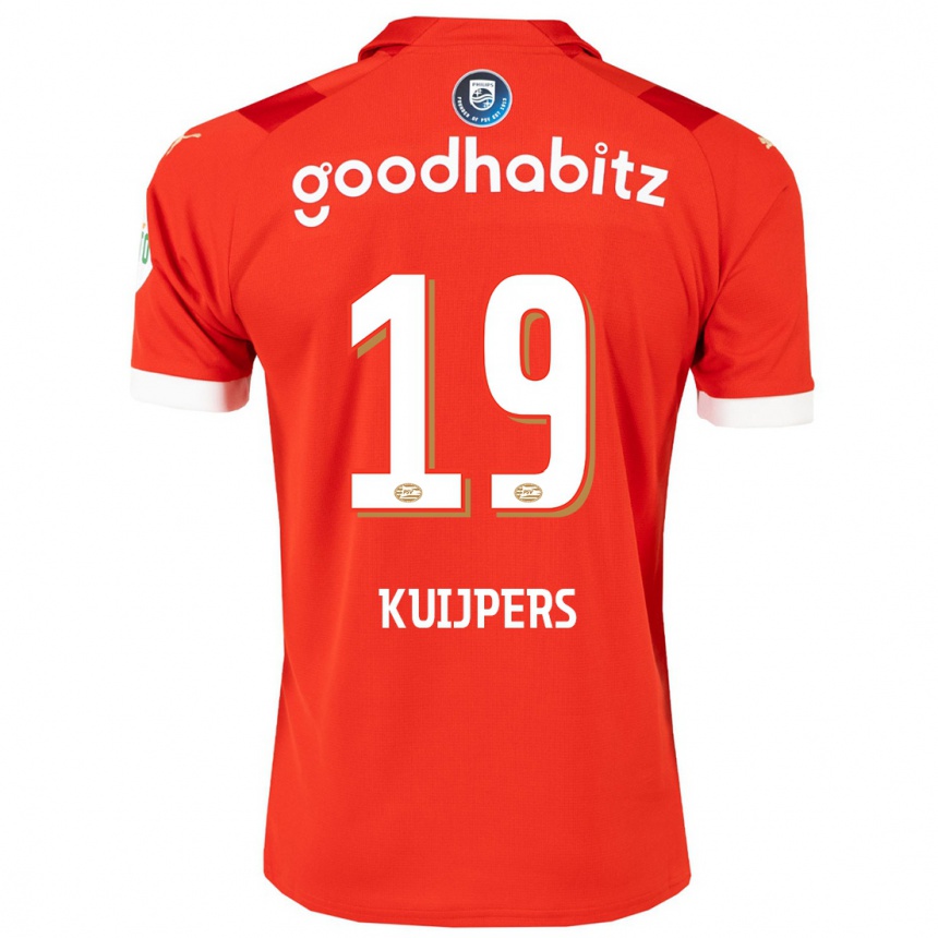 Kids Football Jeslynn Kuijpers #19 Red Home Jersey 2023/24 T-Shirt