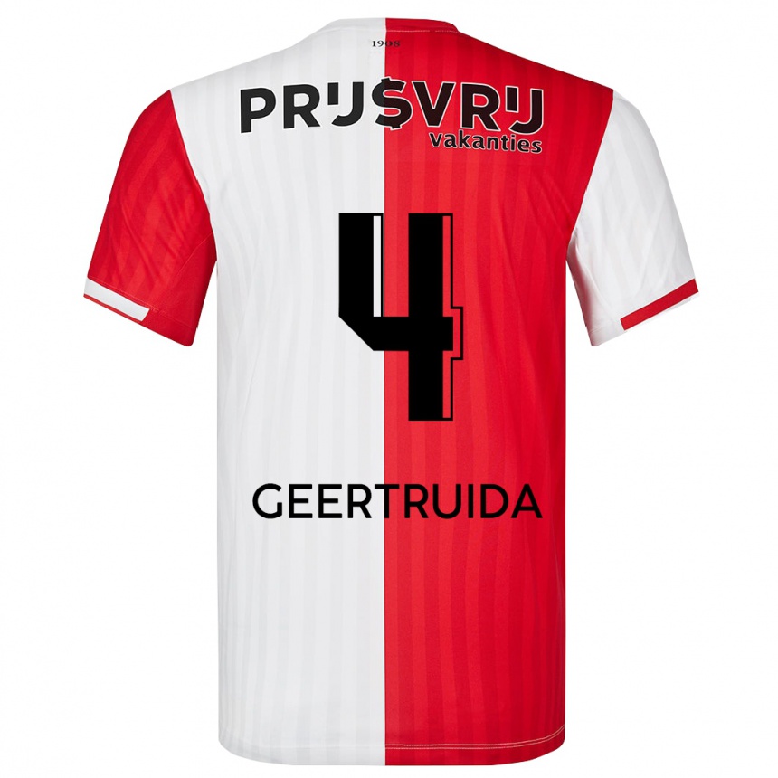 Kids Football Lutsharel Geertruida #4 Red White Home Jersey 2023/24 T-Shirt