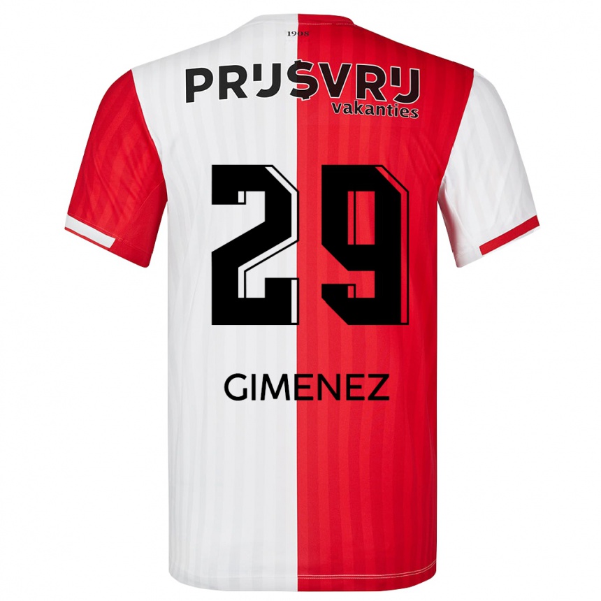 Kids Football Santiago Gimenez #29 Red White Home Jersey 2023/24 T-Shirt