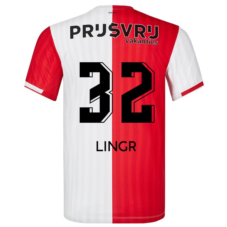 Kids Football Ondrej Lingr #32 Red White Home Jersey 2023/24 T-Shirt