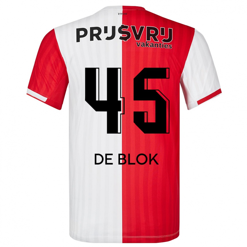 Kids Football Lars De Blok #45 Red White Home Jersey 2023/24 T-Shirt