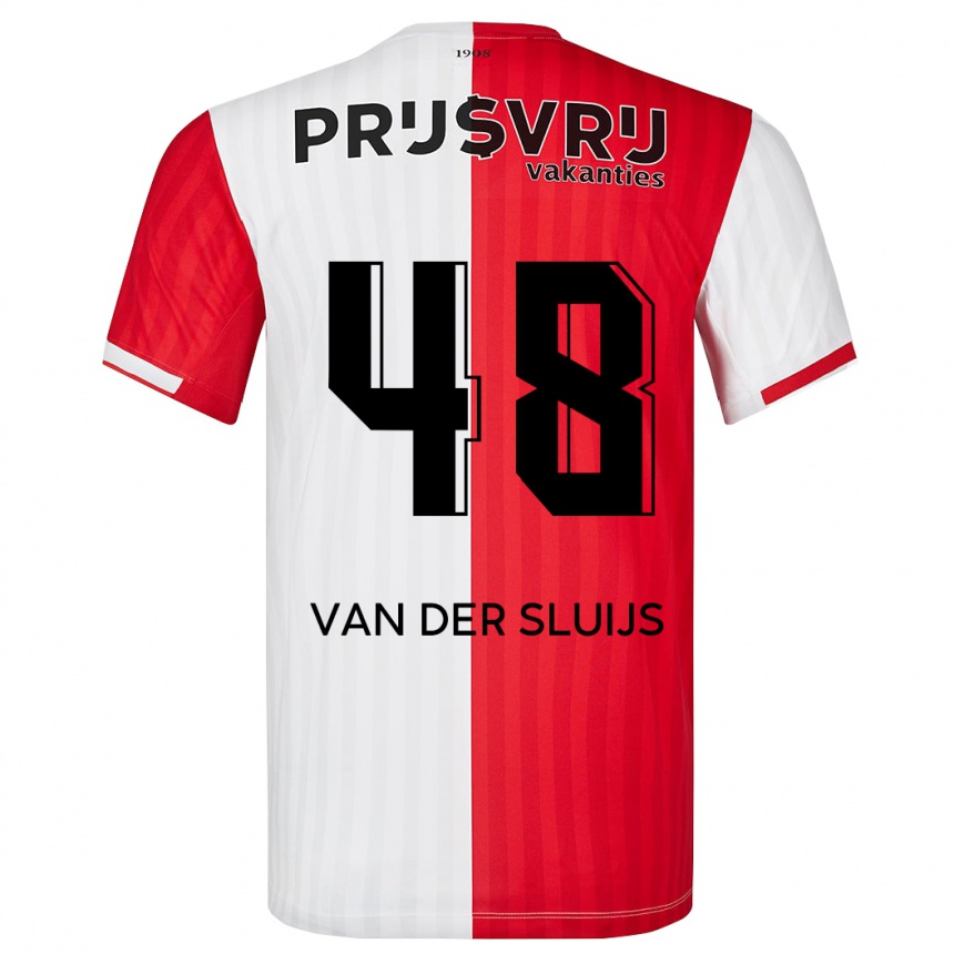 Kids Football Joep Van Der Sluijs #48 Red White Home Jersey 2023/24 T-Shirt