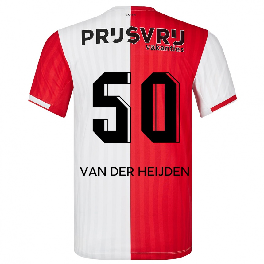 Kids Football Délano Van Der Heijden #50 Red White Home Jersey 2023/24 T-Shirt