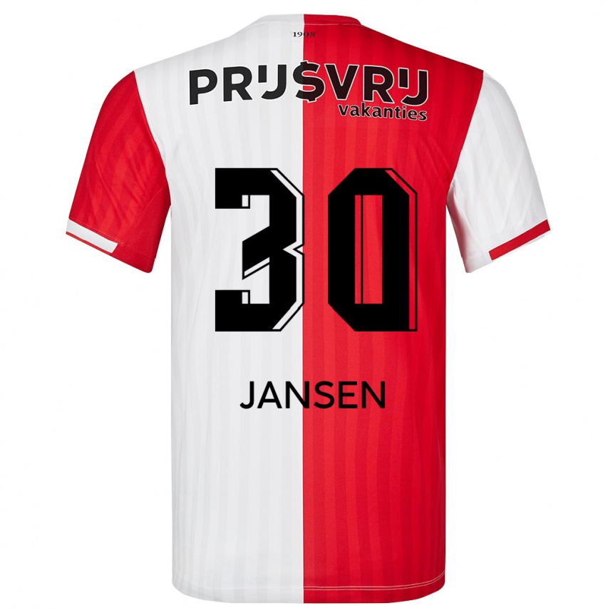 Kids Football Thijs Jansen #30 Red White Home Jersey 2023/24 T-Shirt