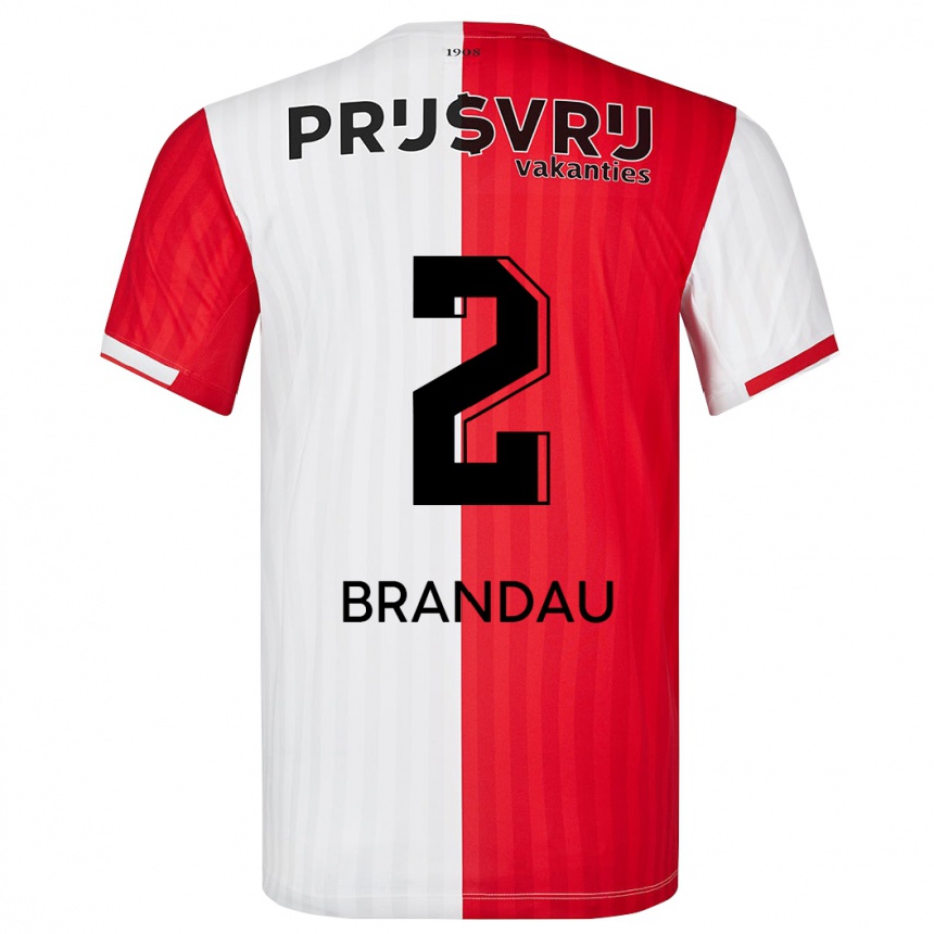 Kids Football Justine Brandau #2 Red White Home Jersey 2023/24 T-Shirt